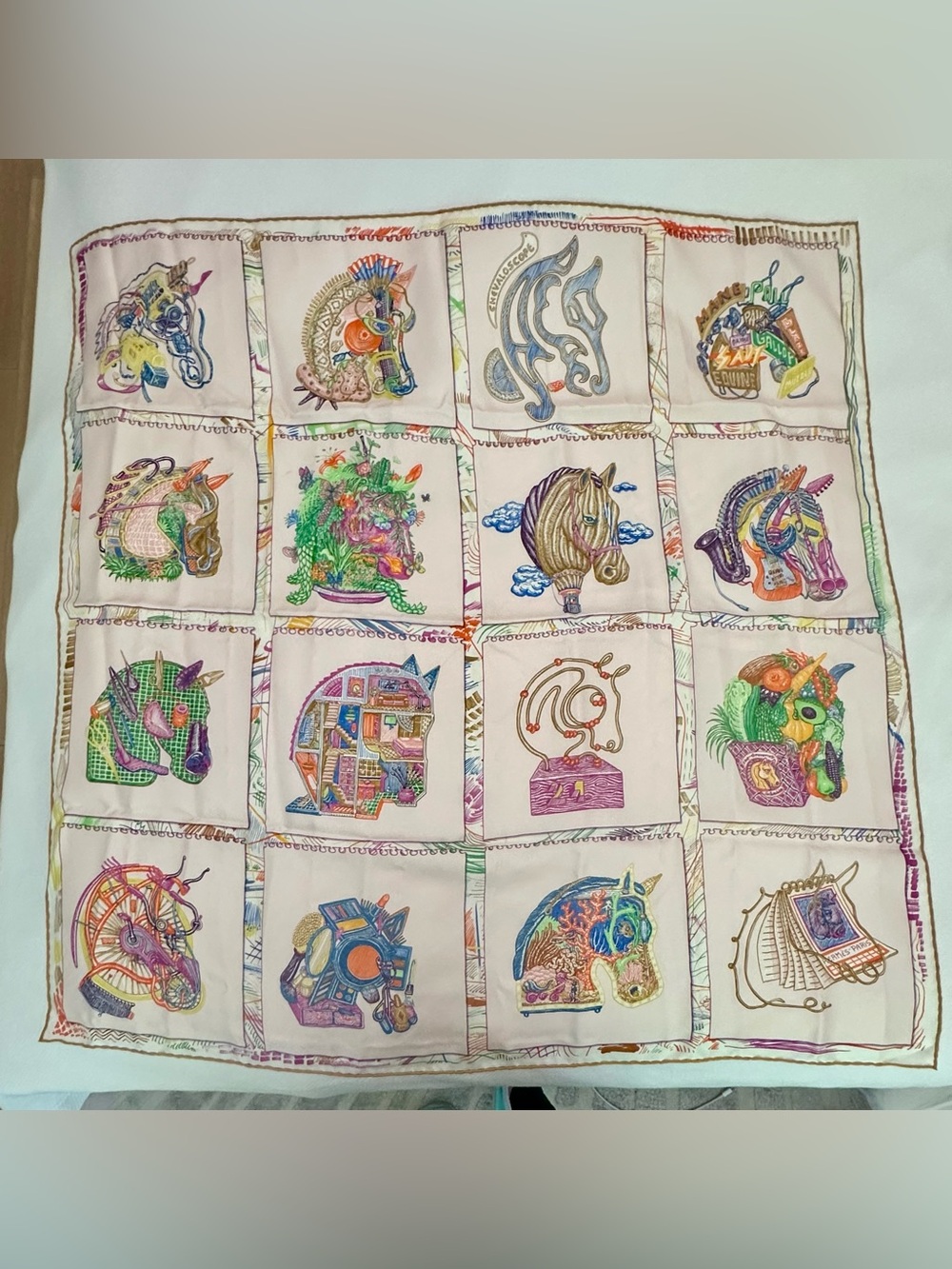 Hermes Chevaloscope 90cm Pink Scarf